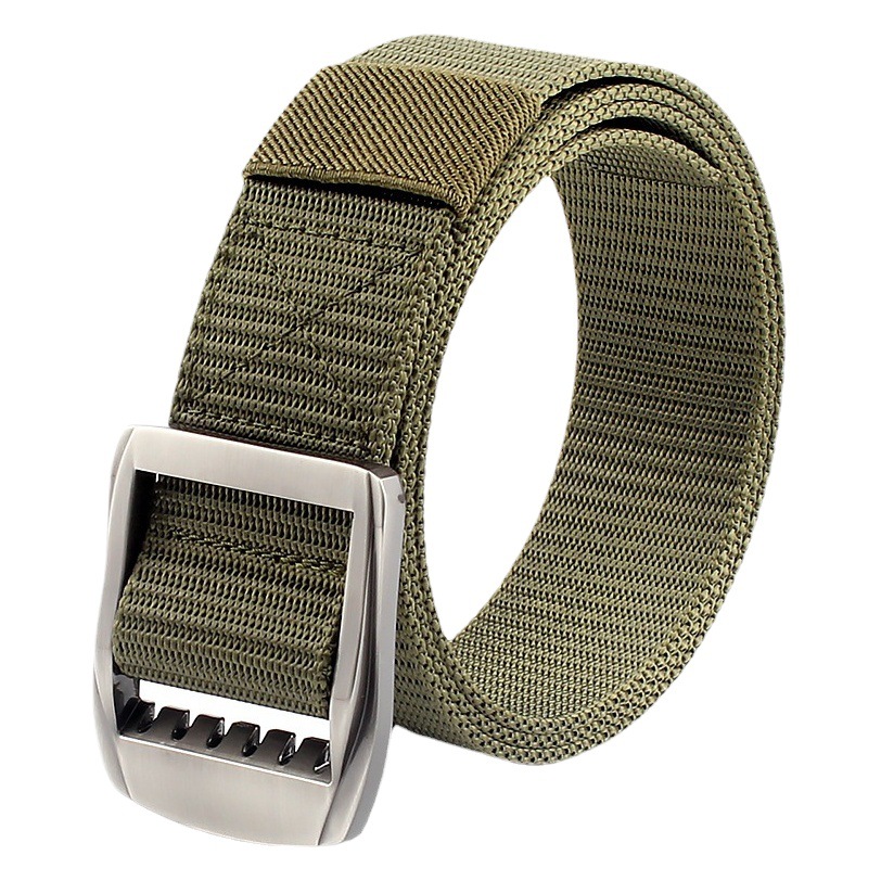 Cross-border supply Men's Day smooth buckle nylon woven outdoor training tactical canvas belt source manufacturers