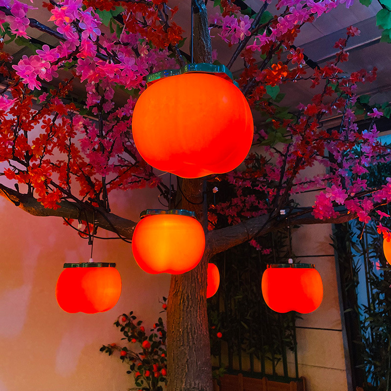 2025 New Spring Festival Outdoor Attractions Simulation Persimmon Hanging Tree Lights Lighting Project Street Lighting Decoration led