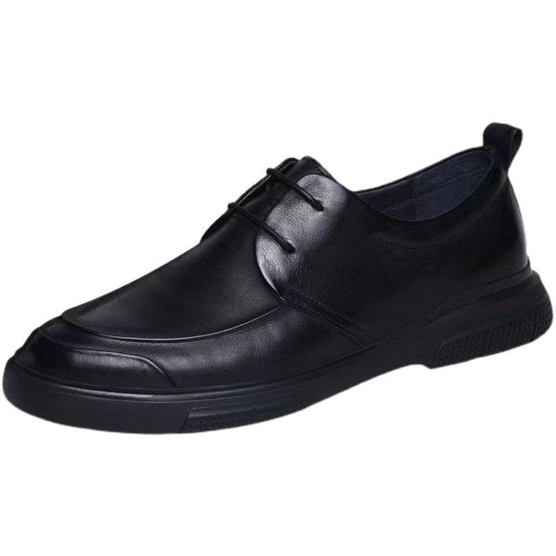 Autumn and Winter Cotton Shoes 2025 Thick-Soled Warm Soft-Surface Business Casual Leather Shoes for Men Fleece-Lined Work Shoes Fleece-Lined Style