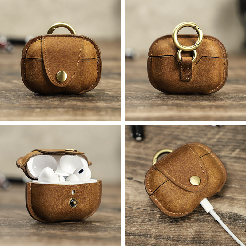 Picture of Suitable for new airpodspro2 leather earphone cover all-inclusive handmade Apple Bluetooth headset protective cover