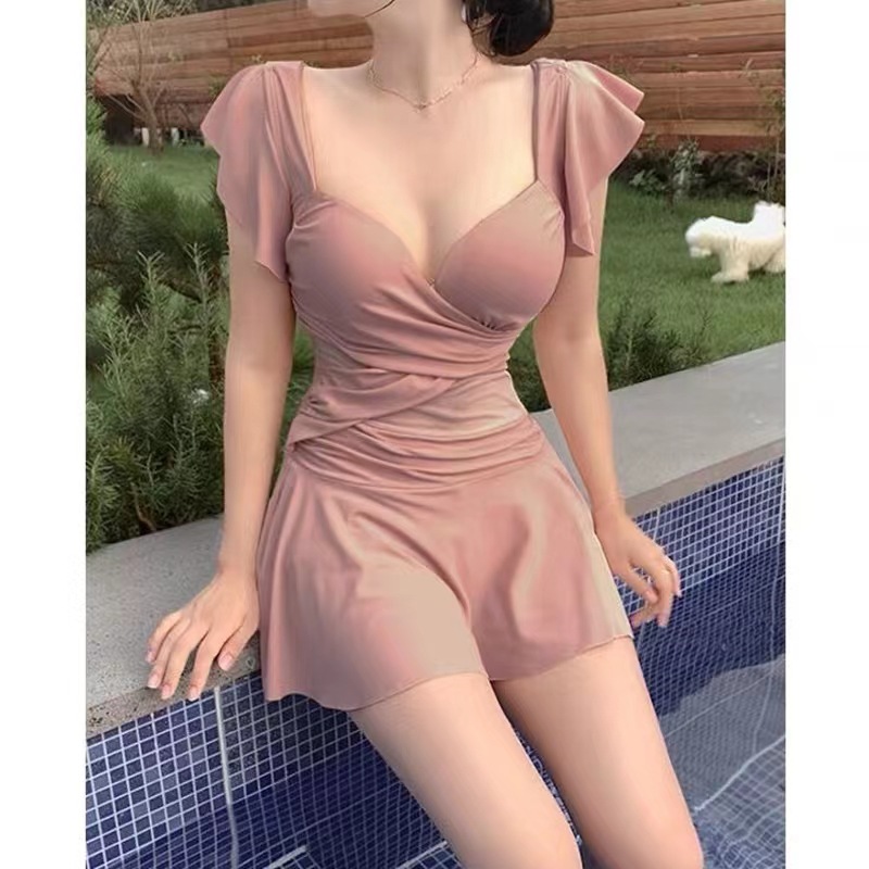 Fairy Fan Swimsuit Women's Pure Want to Cover Belly and Slim Japanese Students Ins Conservative one-piece Skirt Swimsuit Fresh Hot Spring