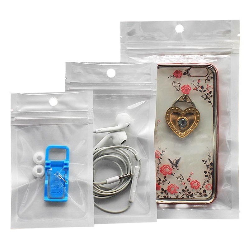 Jewelry White Pearlescent Bag Transparent Yin and Yang Bone Bag Plastic Ziplock Bag Mobile Phone Case Data Cable Packaging Bag