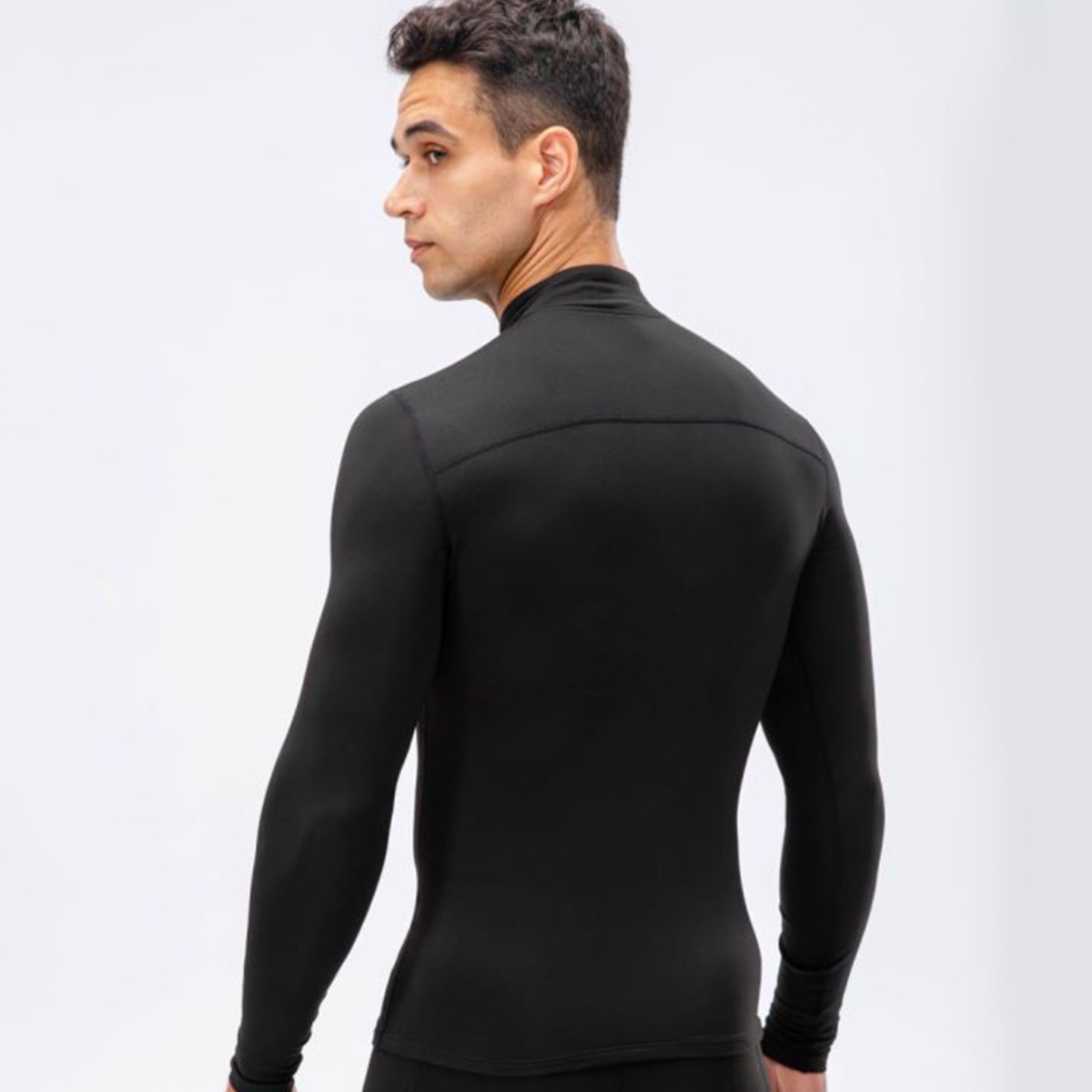 Amazon Explosions European and American Men's Autumn and Winter Collar Sports Fitness Long Sleeve Tight Shaping Fit Long Sleeve
