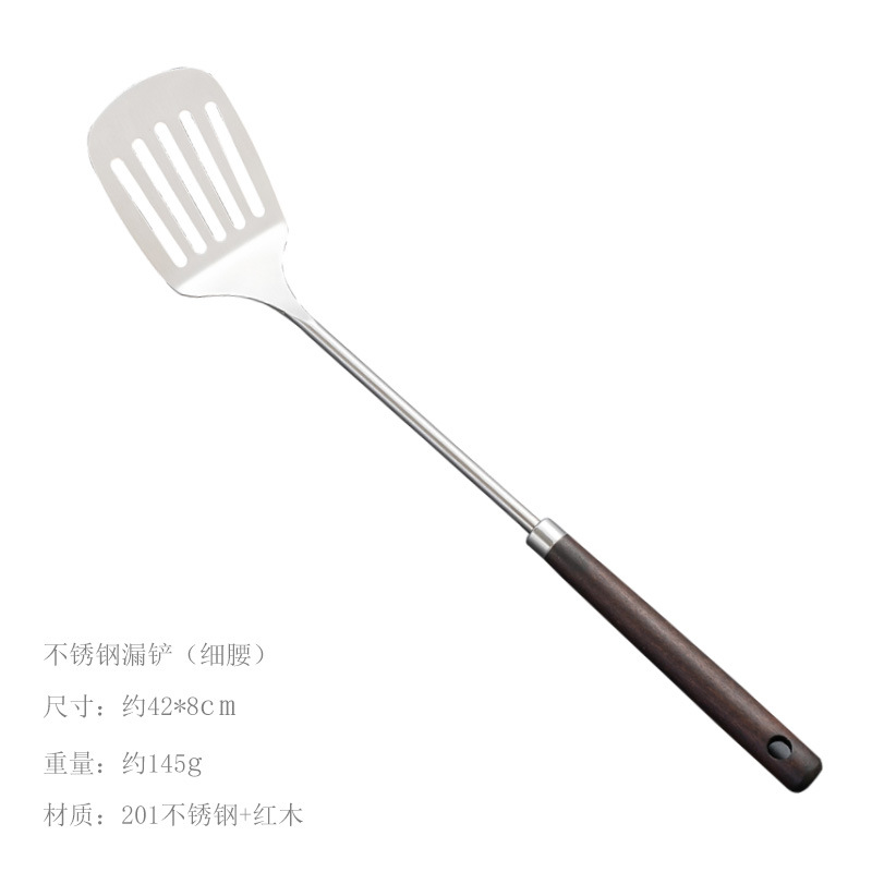 Picture of Kitchen Cooking Utensils Four-piece Set Soup Spoon Long Handle Household Stir-frying Shovel Set Wooden Handle Stainless Steel Pot