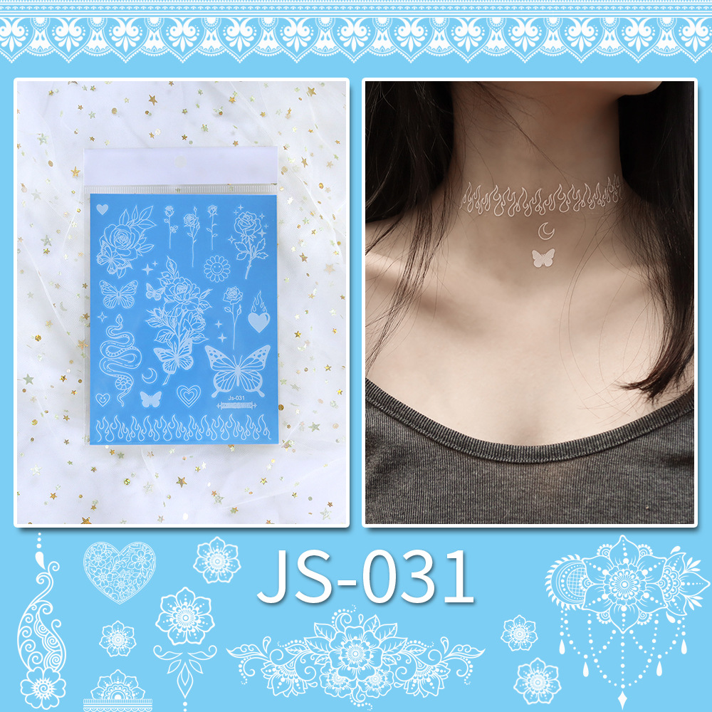 Picture of New Cross-border Source White Tattoo Sticker Personalized Face Sticker Henna Hand-painted Sticker Collarbone Sticker Disposable Tattoo