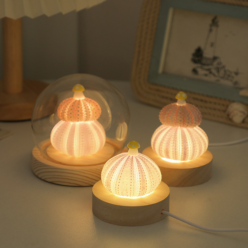 ✅ Creative shell sea urchin handmade DIY night light sense bedroom desktop decoration gift ornament Qixi gift