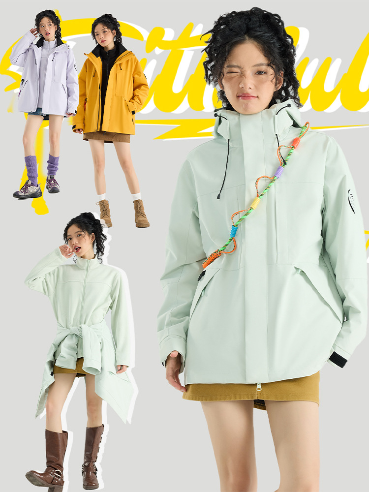 Jacket Women's New Autumn and Winter Outdoor Windproof and Waterproof Three-In-One 0.05kg Set Men's Hiking and Mountaineering Jacket Work Clothes