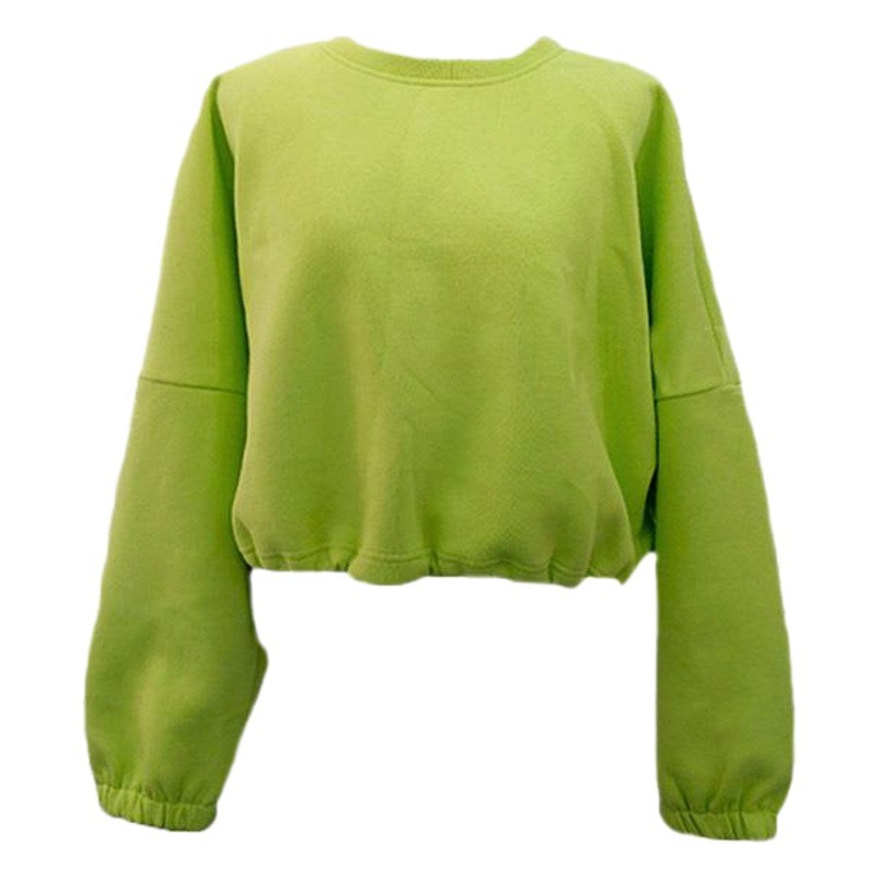 2025 Spring and Autumn New Drawstring Waist-Cinching Hoodless Simple Versatile Casual Sports Short Sweatshirt for Women Korean Style Casual