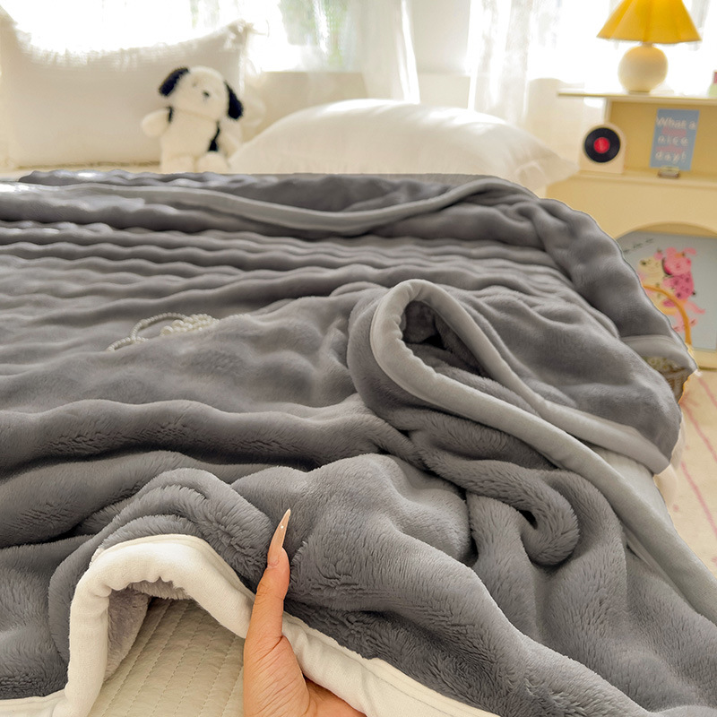 Picture of Class A Maternal and Infant Grade Rabbit Blanket Thickened Warm Milk Blanket Rabbit Plush Air-conditioning Blanket Nap Blanket Cover Blanket