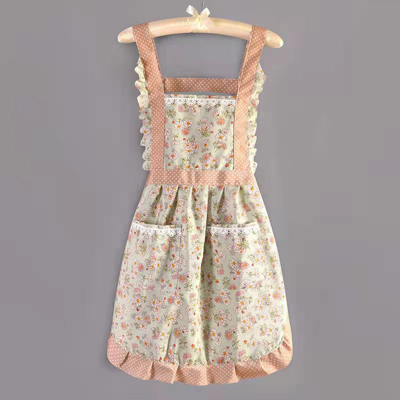 Picture of Long-sleeved Canvas Apron Women's Korean-style Household Kitchen Cooking Overalls Breathable Catering Overalls Anti-fouling Adult Apron