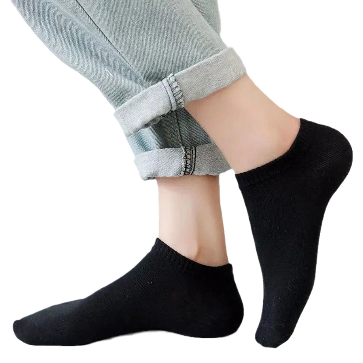 In stock black white gray ankle socks mid-calf men's solid color independent packaging disposable foot bath shop gift socks
