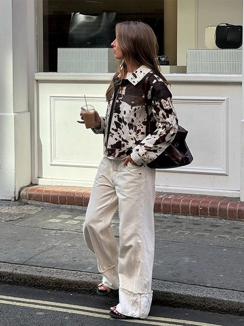 Picture of Cross-border foreign trade AliExpress explosions new foreign trade women's wholesale ZR in stock lapel printed jacket coat