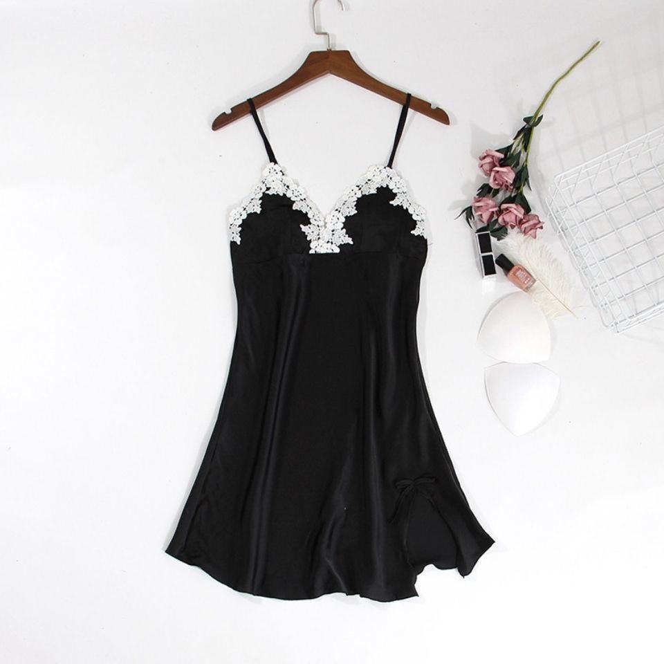 Sexy Pajamas Women's Summer New Pure Style Chest Pad Lace Thin Nightgown Internet Popular Style Tight Hot Strap Dress