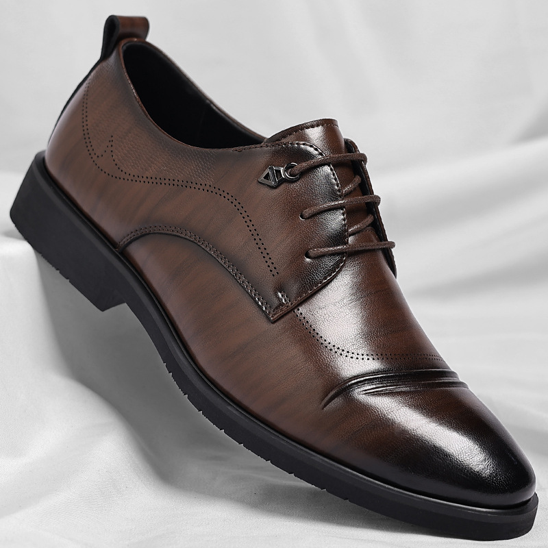 Leather shoes men's 2025 spring new business retro formal men's fashion plus size Derby shoes tide a generation of hair