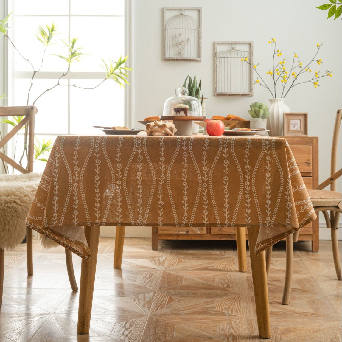 Yiman Qiyun Tablecloth Orange Flower Printed Flower Garden Cotton Linen Tablecloth Tablecloth Wholesale Household Cover Towel