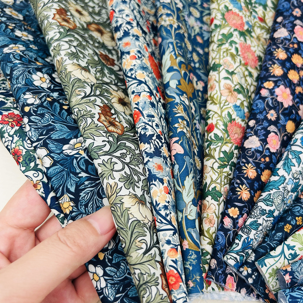 JIT / TEMU / SHEIN 12-piece 25*25cm floral series handmade fabric set, DIY sewing patchwork