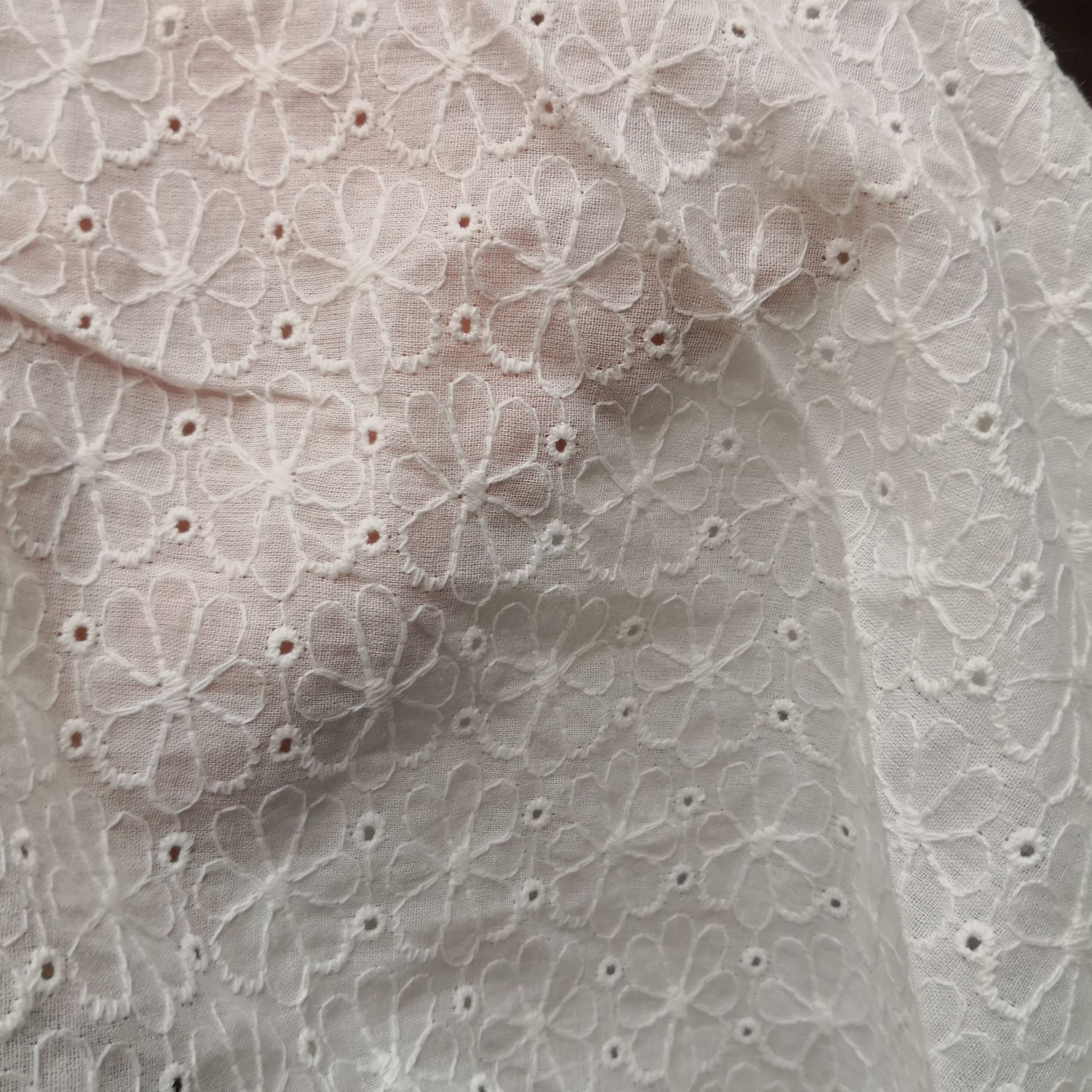 Pure cotton plum cotton embroidered fabric foreign trade full embroidered dress fisherman hat perforated hollow lace fabric