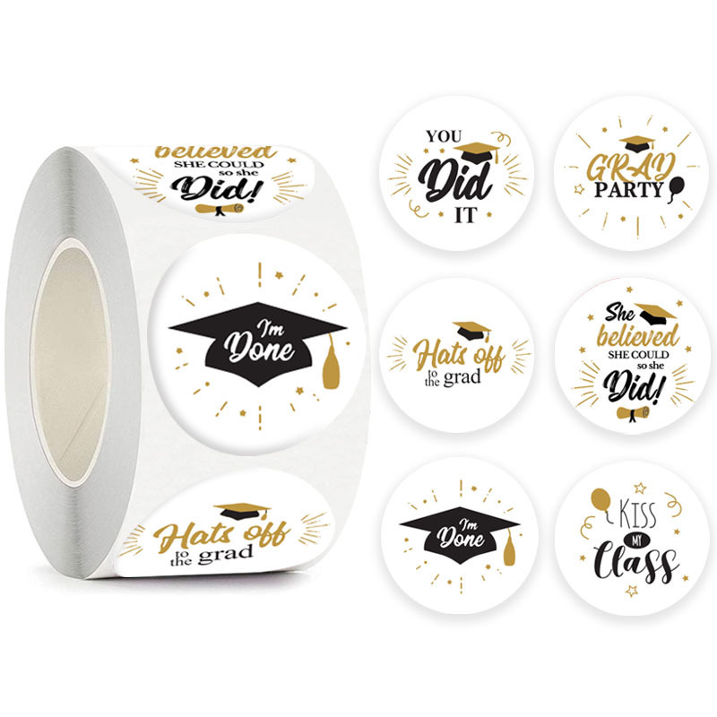 500 stickers/rolls wholesale graduation season graduation cap festival celebration round sticker label sealing sticker