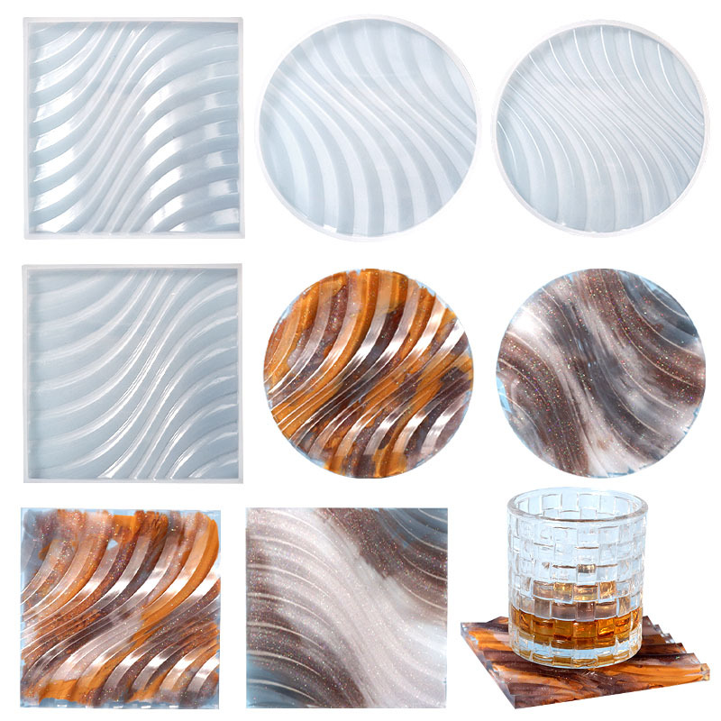Pompous diy glue dripping mold daily anti-scalding heat insulation wave coaster silicone mold Amazon