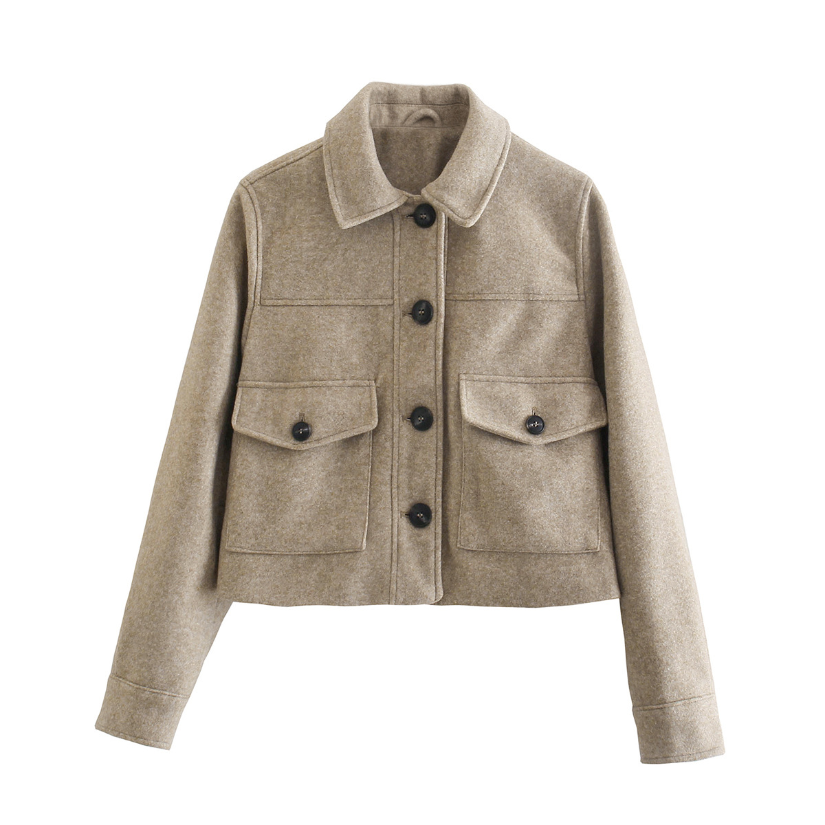 2025 Export Cross-Border European and American Clothing Long-Sleeved Woolen Lapel Shirt Jacket 2171