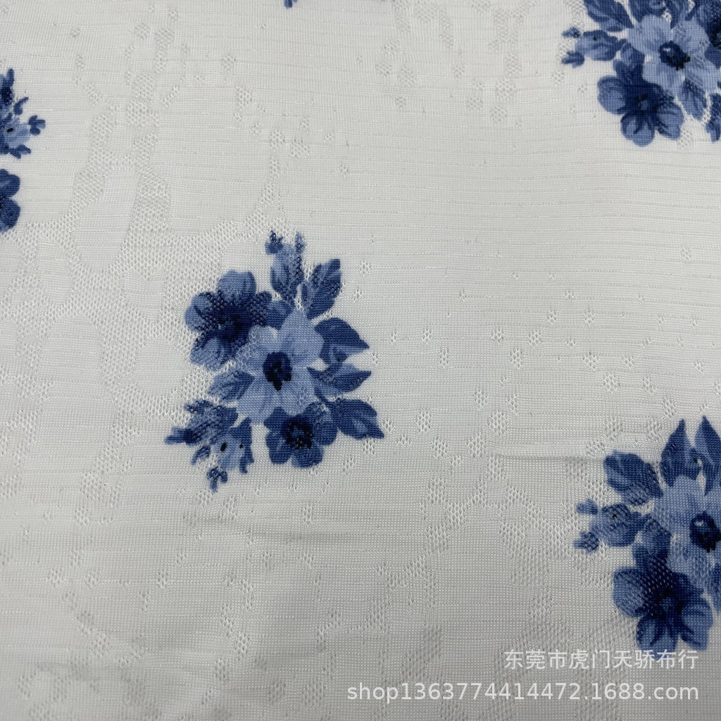 Picture of Spot supply knitted mesh fabric jacquard printing small flower printing knitted jacquard printing fashion women's clothing materials