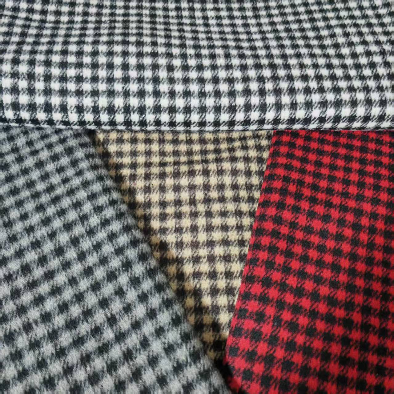 Picture of Shaoxing factory in stock wool small plaid fashion shirt skirt shoes hat luggage plaid woolen fabric