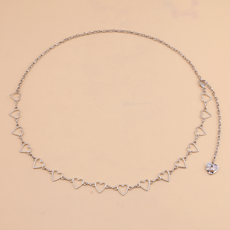 Picture of European and American Cross-Border Jewelry Simple New Cut Out Heart Size Peach Heart Waist Ornaments Cold Style Hip-Hop Pants Chain Waist Chain