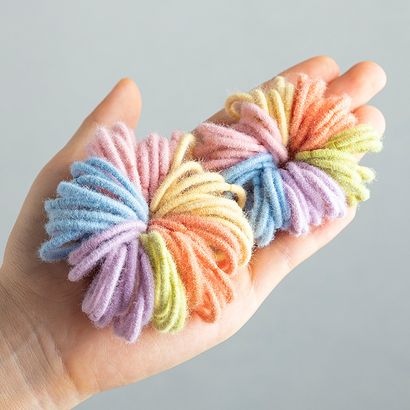 Children's Plush Hair Rope Baby's Elastic Hair Ring Small Head Rope Daily Hair Tie Rubber Band Does Not Harm Hair Small Girls
