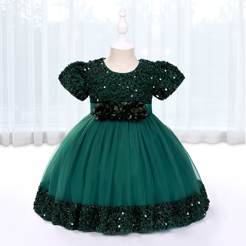 Picture of One-year-old dress baby girl children's dress Princess dress flower girl wedding dress puffy skirt Europe and the United States foreign trade wholesale cake skirt
