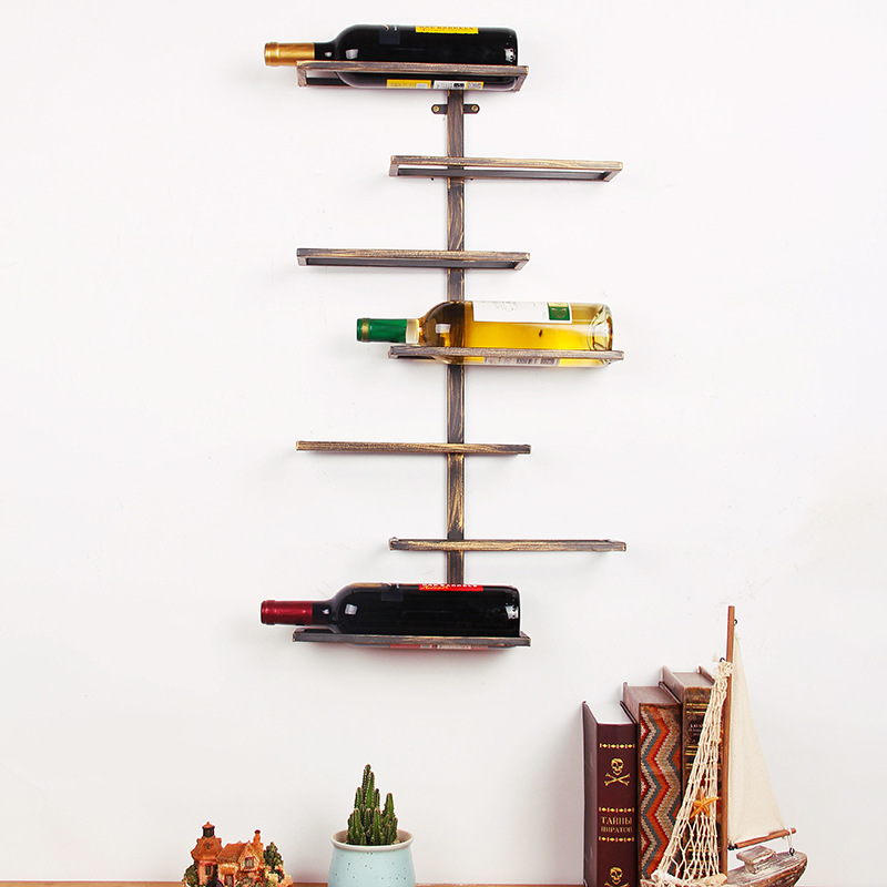 Creative American Style Iron Wine Rack Wall-mounted Wall-wall Wine Cabinet Wine Rack Bar Table Wall-mounted Wine Rack Wine Glass Rack