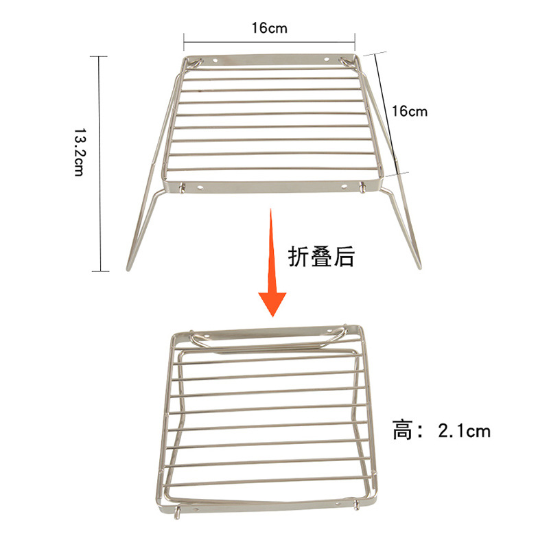 Picture of Outdoor Camping Hob Holder Portable Cooking Folding Adjustable Hob Barbecue Grill Stainless Steel Grill Mesh Pot Rack