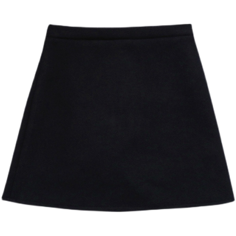 2024 Spring and Autumn New High Waist Skirt Hip Skirt Slimming Black All-match Anti-glare Short Skirt A- line Skirt for Women