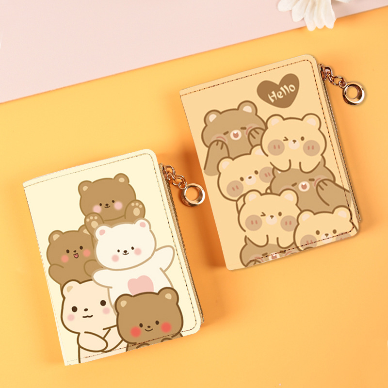 New female student cartoon bear cartoon cute short zipper wallet wallet card bag small fresh coin purse