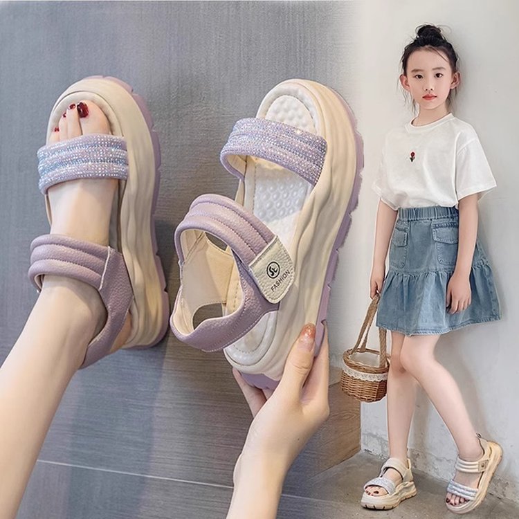 Children's Sandals New 2025 Summer Plaid Fashion Casual Casual Boys and Girls Beach Shoes Student Baotou Children's Shoes