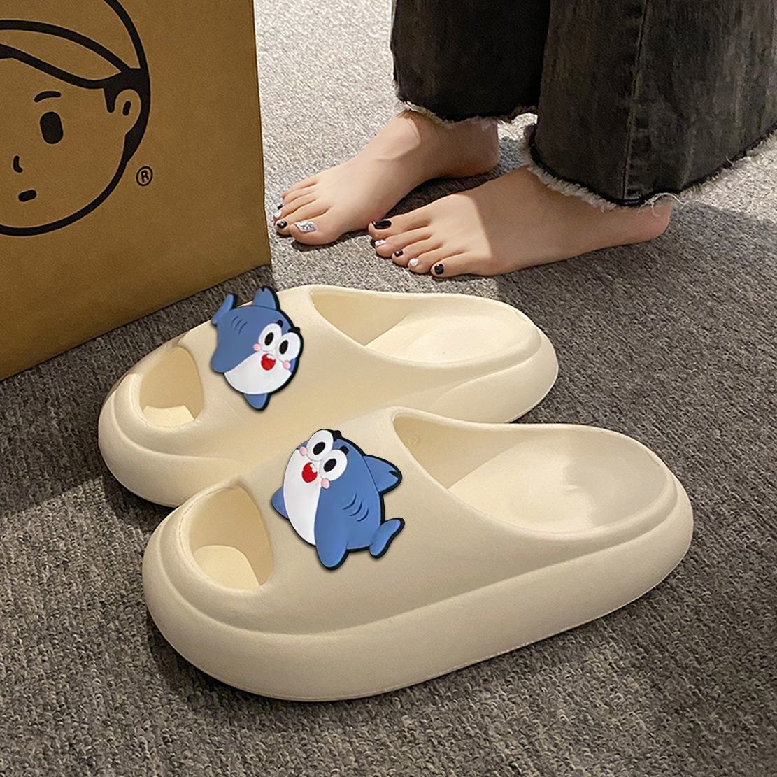 Thick Bottom Slippers Women's Summer Cartoon Cute Elevated Non-slip Home Indoor Slip-on Feeling Outer Wearing Soft Bottom Slippers