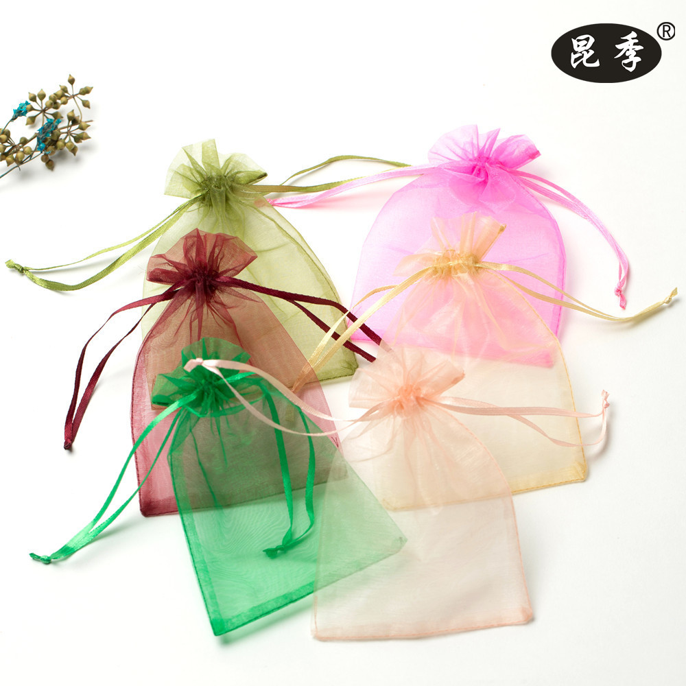 Picture of Plain beam gauze bag wholesale wedding candy bag spot small gift packaging mesh bag printing high density gauze
