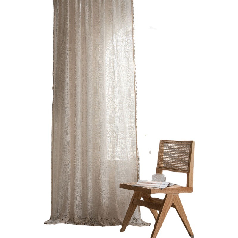 Yumanqi Rhyme Square Geometric Crochet Curtain Light Transmission American Hollow Living Room Balcony Bedroom Bay Window Art