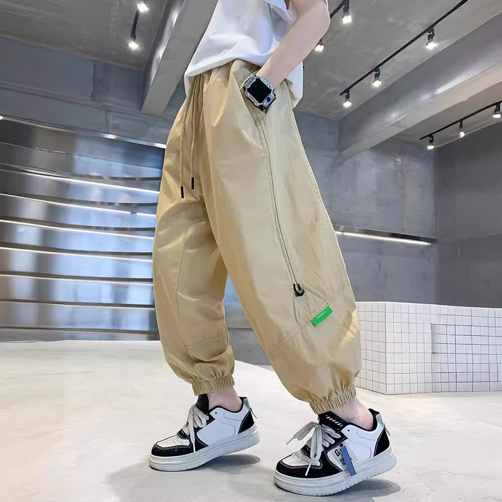 Boys' Pants Spring and Autum 2024 Autum New Kidsren's Autum Pants Trendy Big Kidsren's Summer Thin Anti-Mosquito Pants