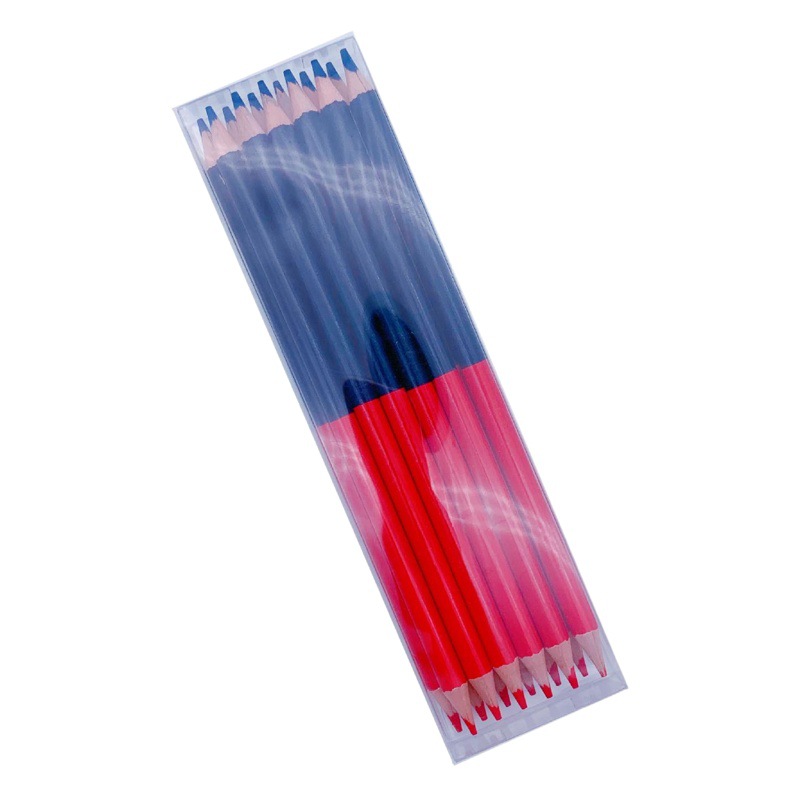 Cross-border 12-piece red and blue pencil woodworking pencil marking pen round two-color color lead red and blue pen