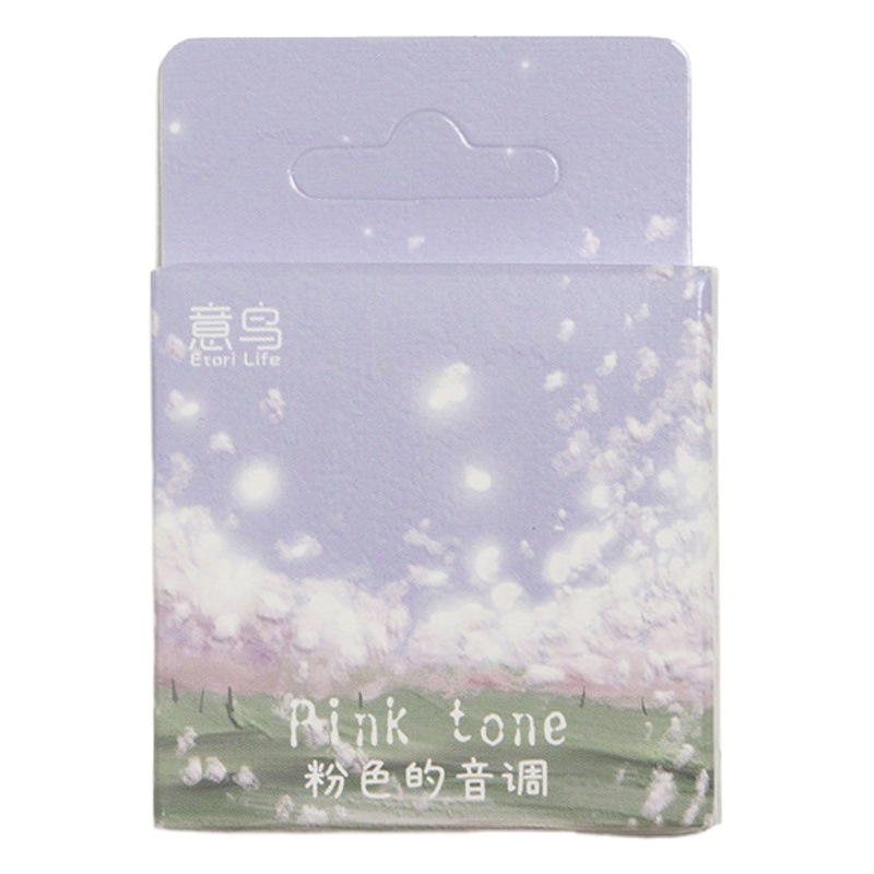 Yiniao Boxed Stickers Pink Tone Creative Oil Painting Scenery Ins Style Material Stickers 46 Pieces