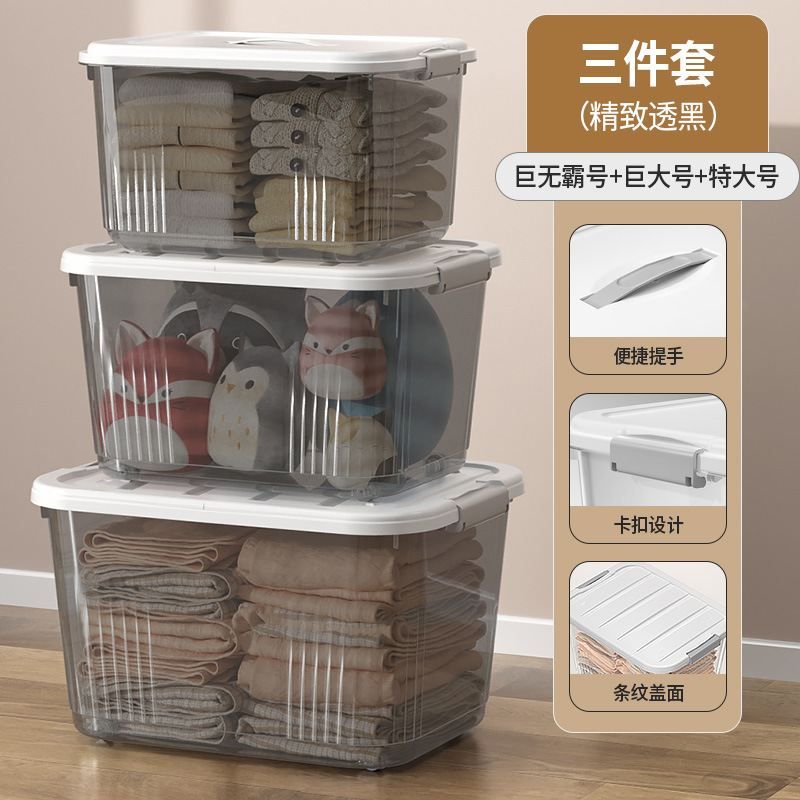 Picture of Transparent Storage Box Plastic Box with Lid Satchel Storage Box Large and Small Clothing Storage Box Organizer Box with Lid