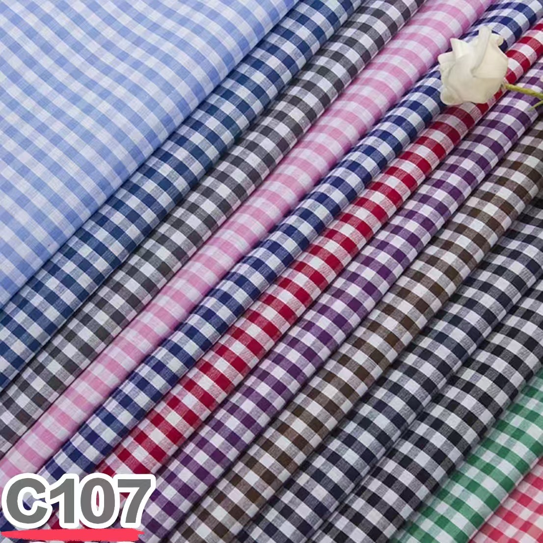 Factory straight hair spring and summer cotton lining supply Plaid 60 cotton Women's fabric in stock shirt pajamas fabric