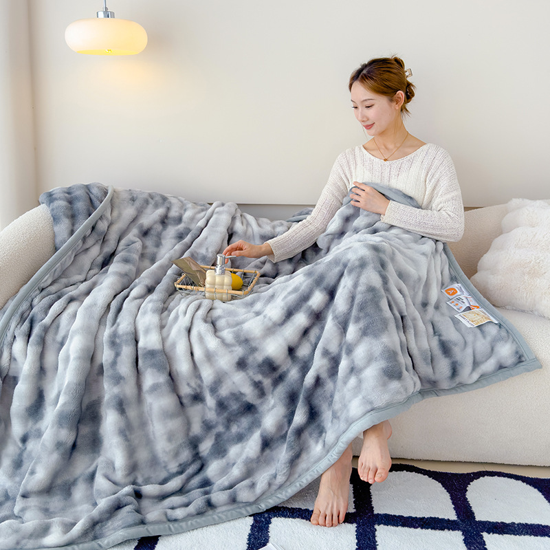 Picture of Amazon Cross-Border Warm Blanket Winter Thickened Blanket Office Milk Velvet Blanket Flannel Solid Color Rabbit Plush Blanket