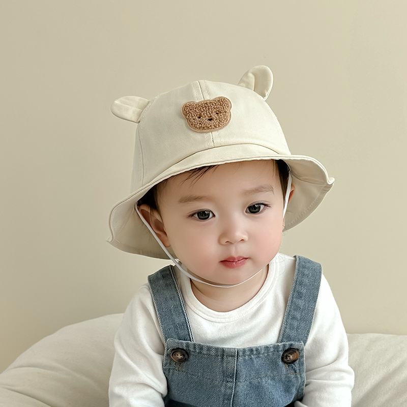 Fisherman hat ear stickers bear spring and autumn children sun hat boys baby basin hat Girls cute super cute fisherman hat