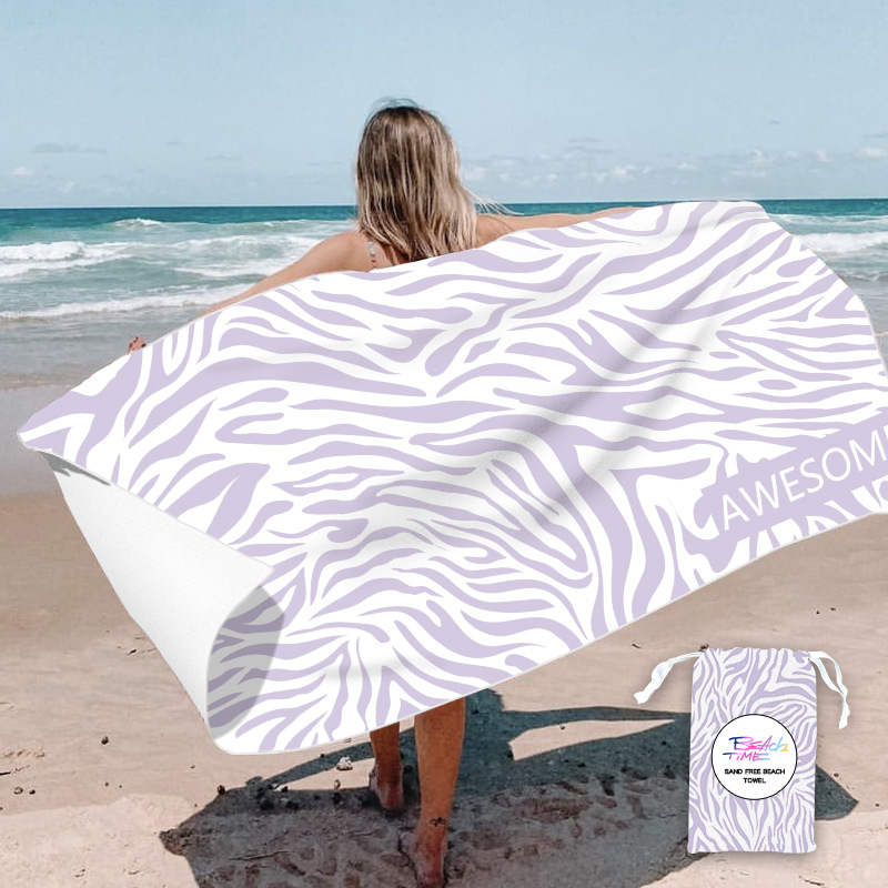 Picture of New Cross-Border Amazon European and American Double-Sided Velvet Quick-Drying Bath Towel Customizable Printed Towel Beach Swimming Beach Towel