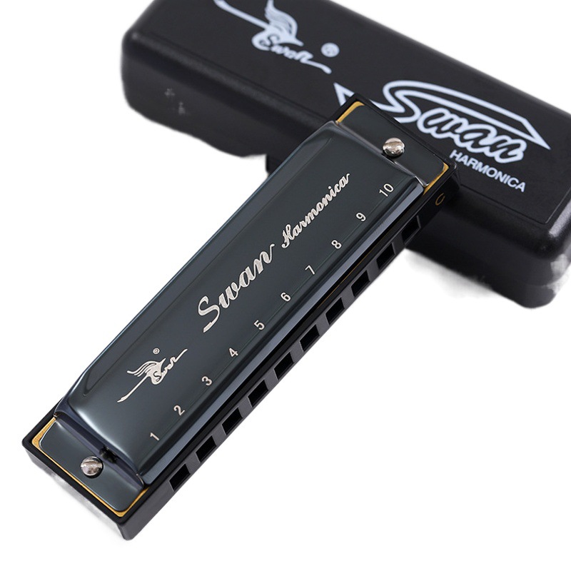 Swan Harmonica 10-Hole Blues Harmonica C Key Harmonica 20-Tone Kidsren's Student Harmonica Adult Beginner Harmonica