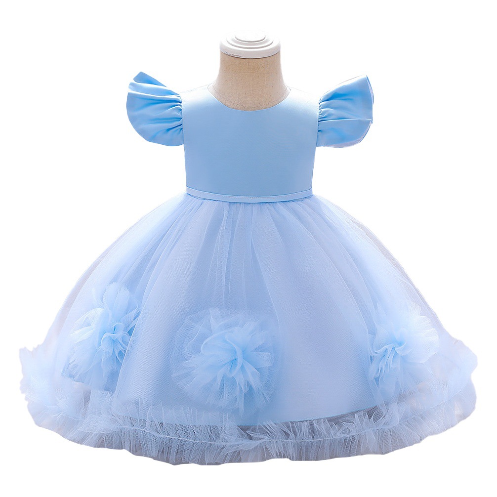 European and American New Infant and Toddler Dress Princess Dress Birthday Mesh Flower Puffy Dress Skirt Piano Performance Dress