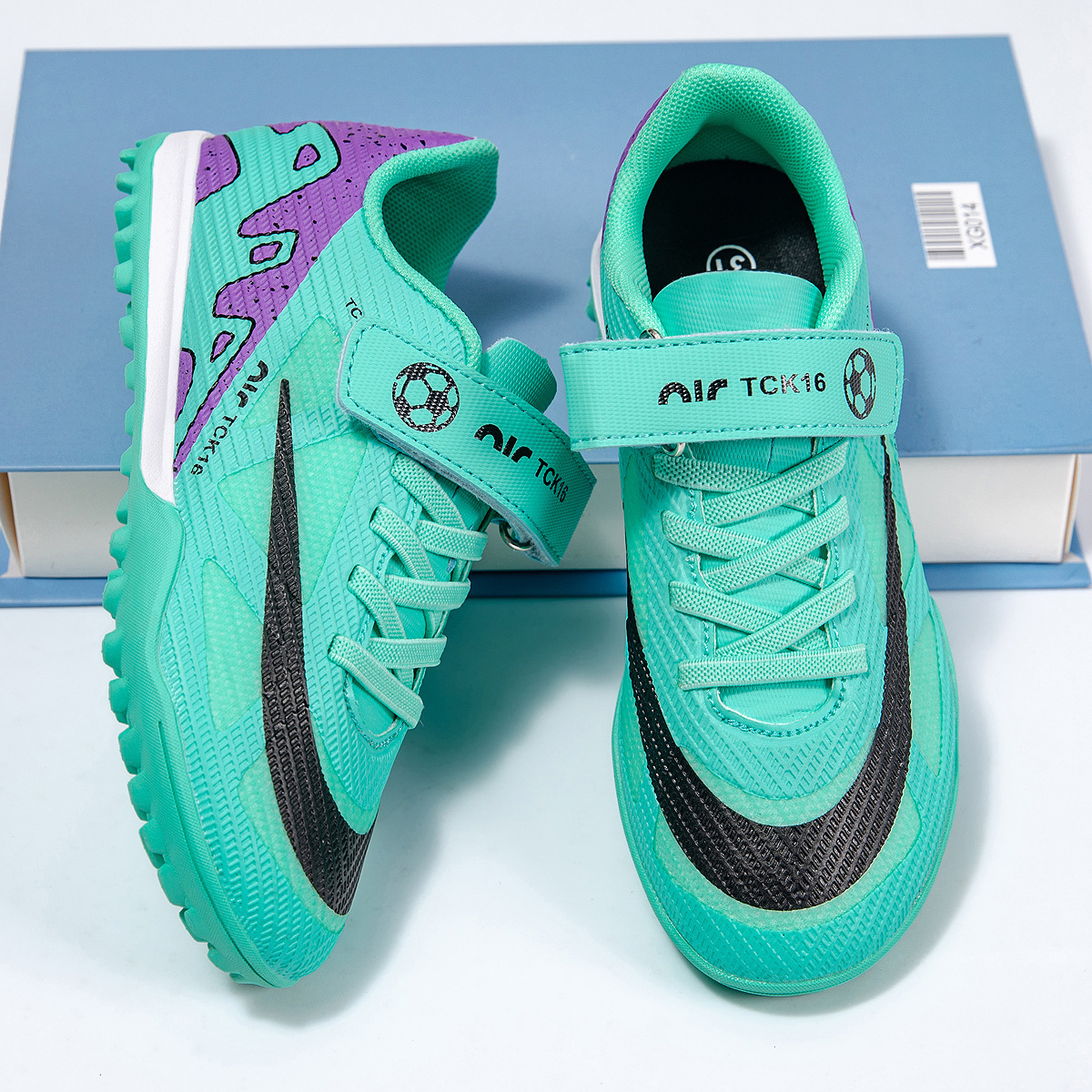 Children's Football Shoes Velcro Boys Student Competition Training Shoes High Quality Girls Broken Nail Football Shoes