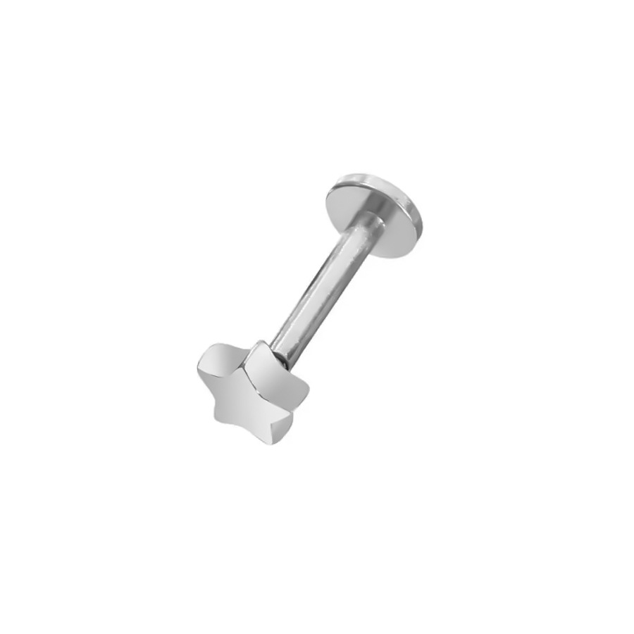 Picture of 2024 new 100% 316L stainless steel hollow moon star geometric figure lip nail ear bone nail 18K gold plated