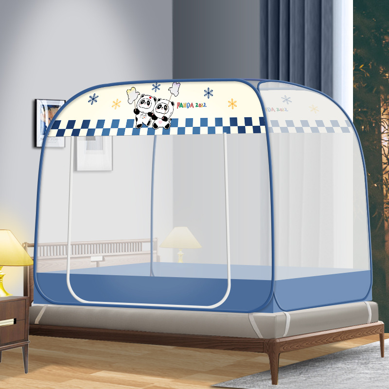 Picture of New Installation-free Mongolian Yurt Household 1.2 m 1.5 m Bed Mosquito Net Foldable Zipper One-piece Full Bottom Bottomless